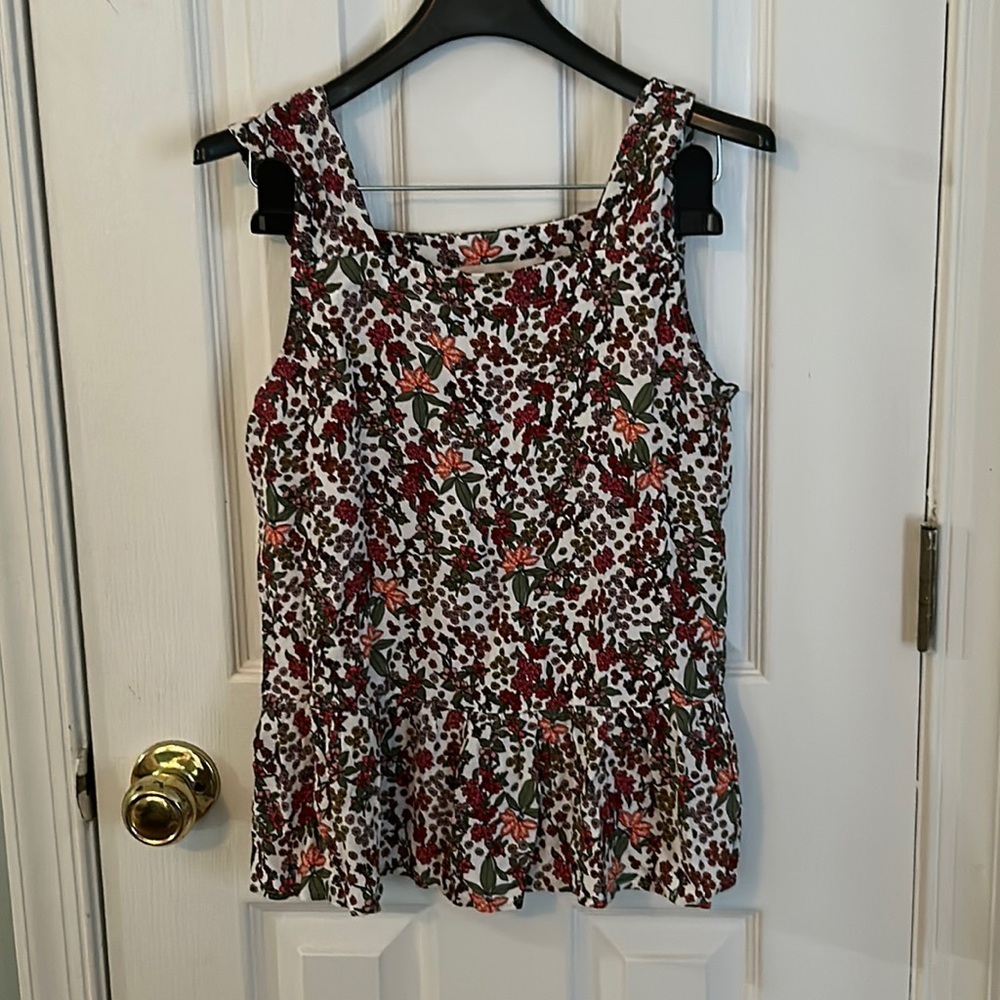 Pink, red and white flowered tank top